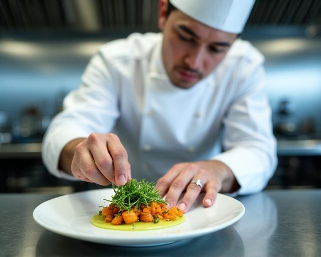 Chef preparando un plato especial