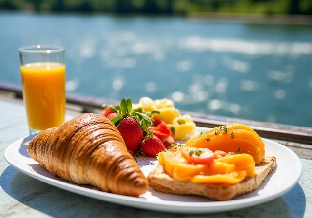 Desayuno buffet con vistas al río