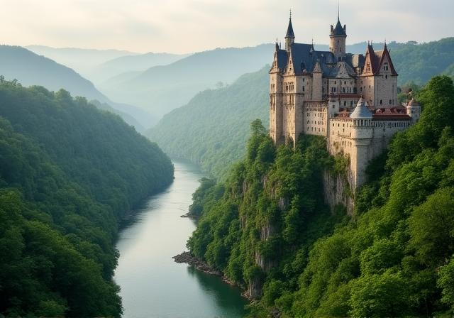 Castillo en una colina junto al río Rin